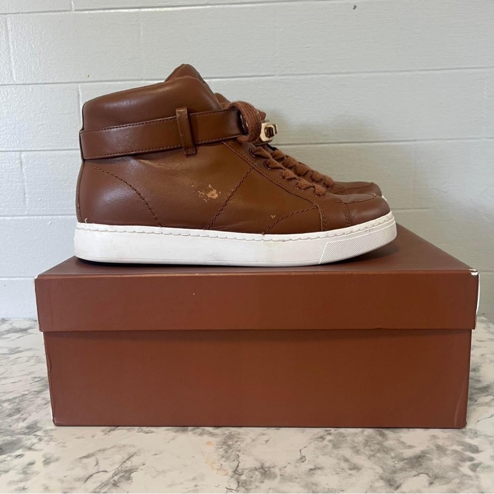 Brown Coach Sneakers With Gold Accents